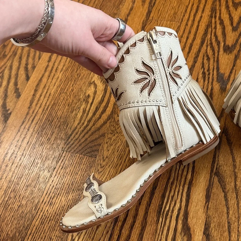 Free People ASH SUMMER WESTERN COWGIRL TASSEL BOOT Sandals SZ 36